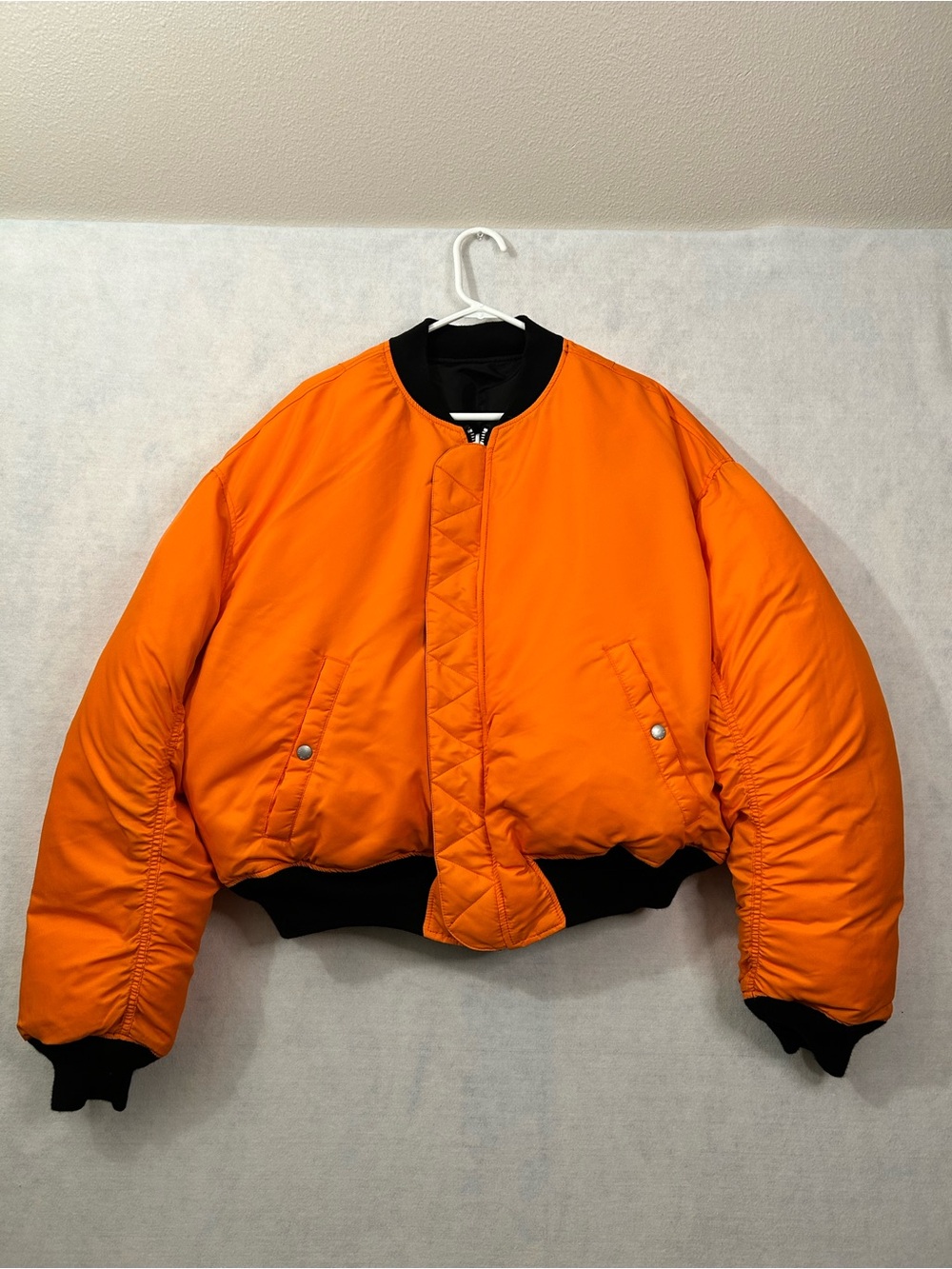 H&M Heron Preston H2 Black Orange Reversible Bomber Jacket Unisex Size Large NWT - Picture 7 of 16